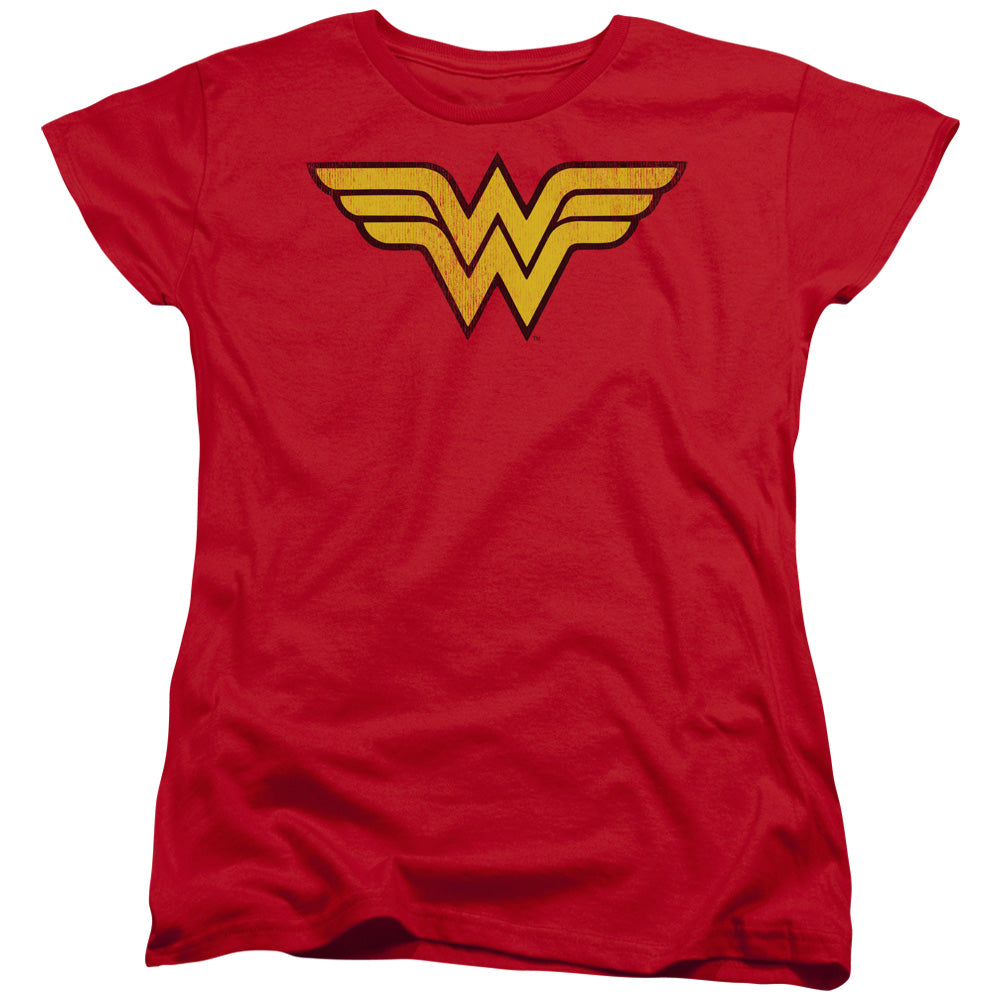 Wonder Woman Logo Dist Short Sleeve Women's Tee