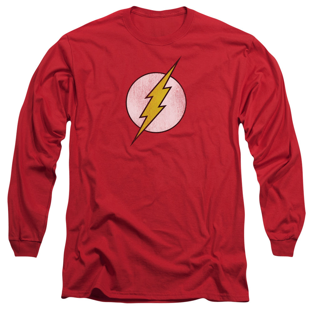 Dc - Flash Logo Distressed Long Sleeve Adult 18/1