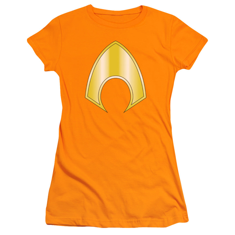 Jla - Aquaman Logo Short Sleeve Junior Sheer
