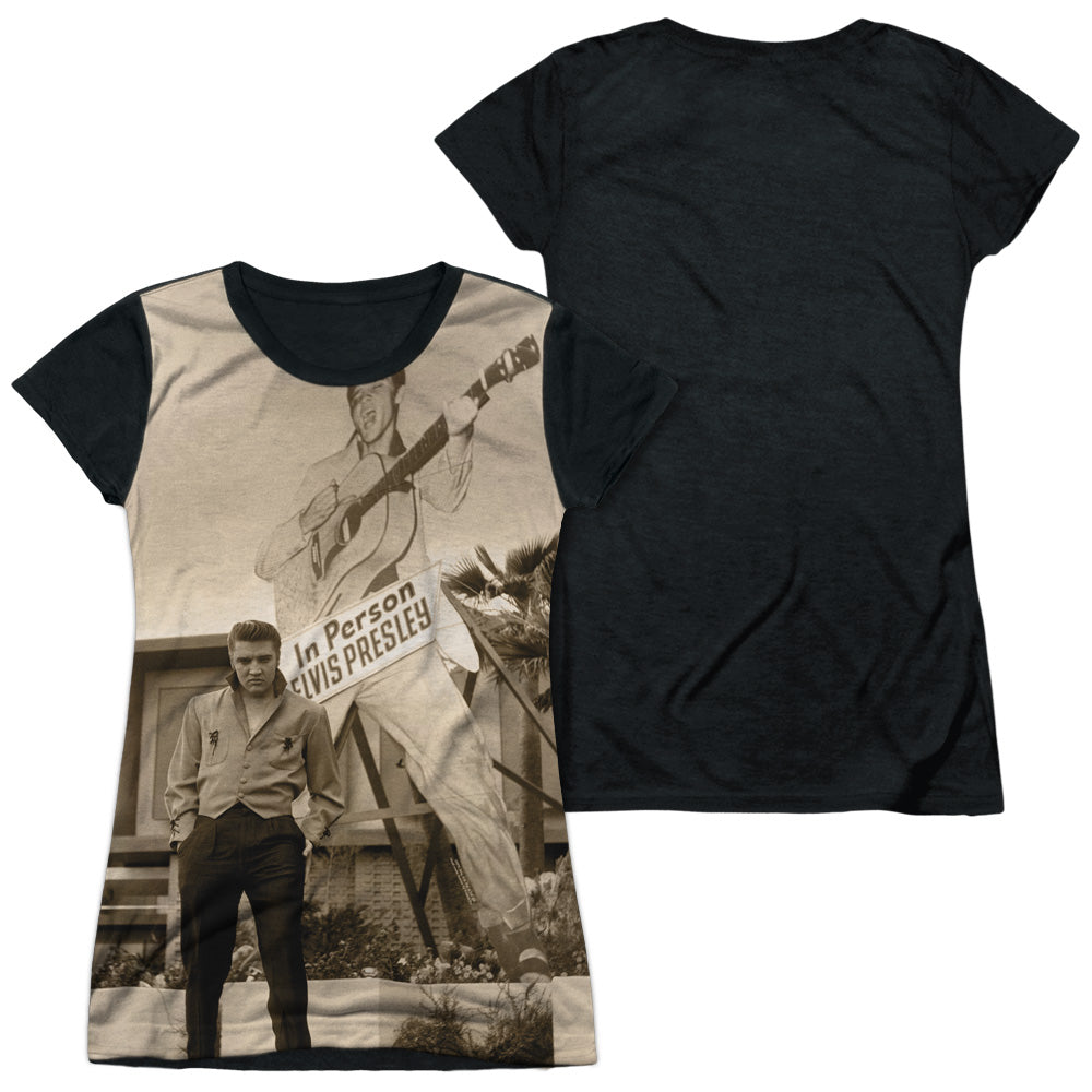 Elvis Presley - Larger Than Life Junior Cap Sleeve 100% Poly Black Back