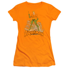 Load image into Gallery viewer, Dc - Aquaman Distressed Short Sleeve Junior Sheer
