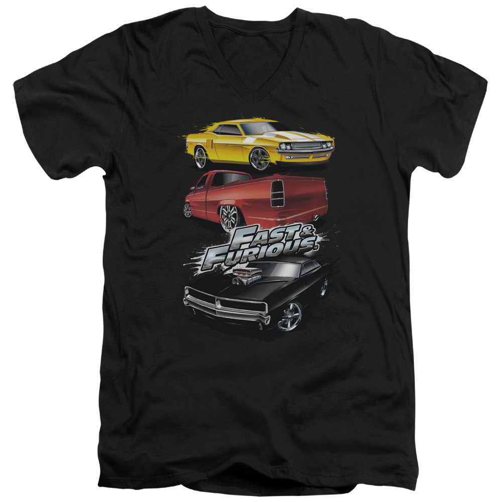 Fast And The Furious - Muscle Car Splatter Short Sleeve Adult V Neck 30/1