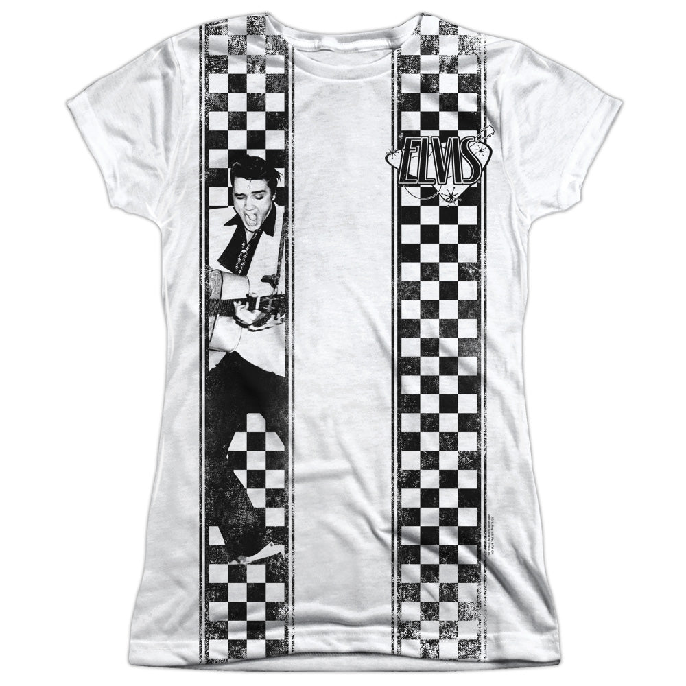 Elvis Presley - Checkered Bowling Shirt S/S Junior Poly Crew