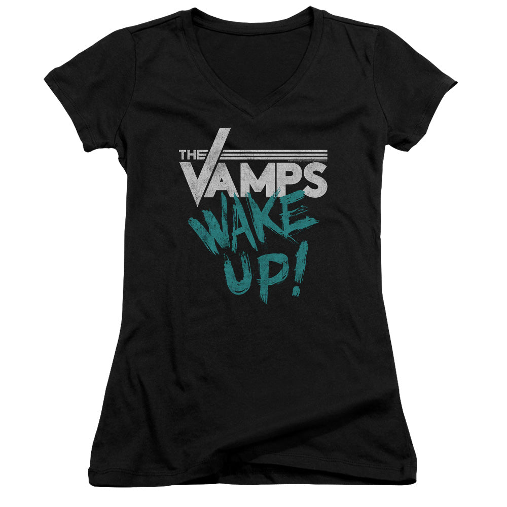The Vamps - Wake Up Juniors Sheer Jersery With Cap Sleeve V Neck